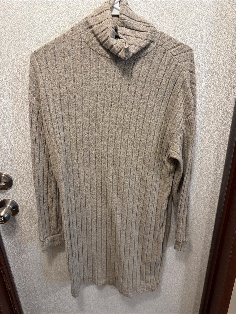 Ribbed Turtleneck Sweater dress - Beige